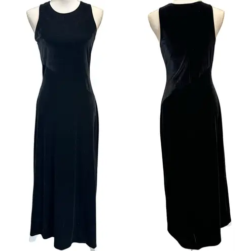 VTG Y2K 90s Marian & Maral Black Velvet Sleeveless Maxi Dress Gothic Witch Small