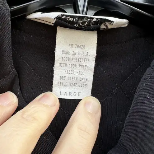 Vintage Sharon Young Sportswear Quilted Button Jacket Size Large Feathers Pocket