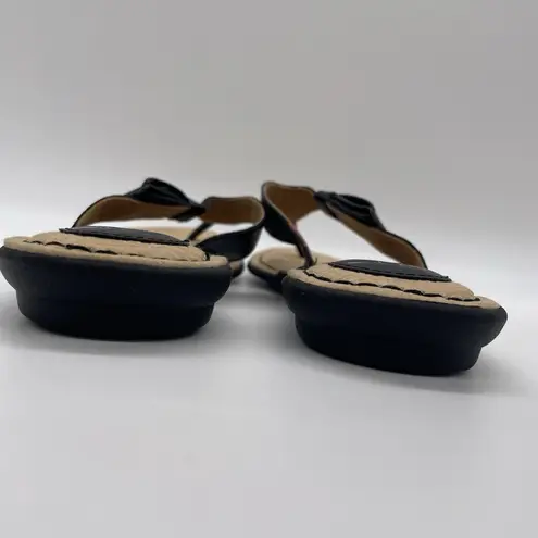 BOC Womens 7 Shoes Black Born Concept Thong Flip Flops Sandals Bow Detail