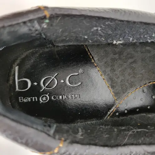 BOC Born Concept Women's Chunky Shoes 6.5/37 Black Leather Round Toe Slip On