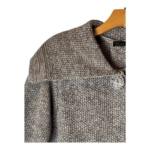 Bask Sweater Women Small Brown Ivory Knit Collared Snap Long Line Cardigan - Image 4