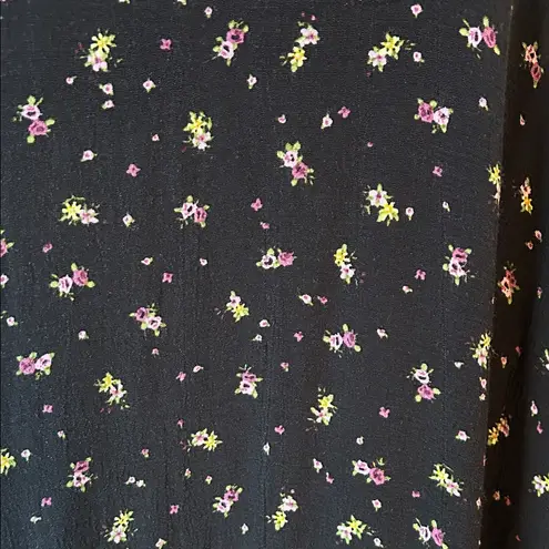 Pins and Needles Deep V Black Floral Midi Spaghetti Strap Racer Back Slip Dress