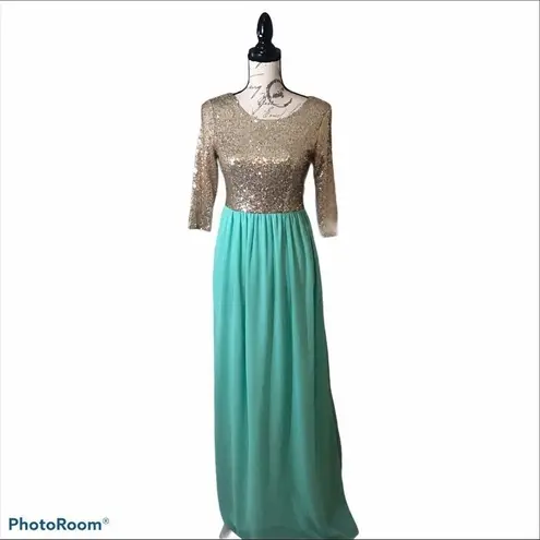 Red Clover Boutique Mint Green Sequin Formal Small Gold