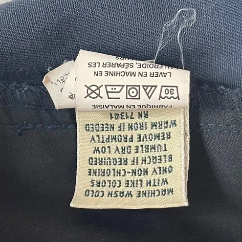 L.L. Bean Classic Fit Navy Trousers Women's 14 100% Cotton Hidden Stretch Sides Blue