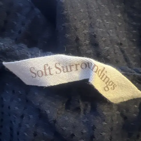 Soft Surroundings Shirt Womens Small Navy Blue Chandra Top Tonal Stripe Beading