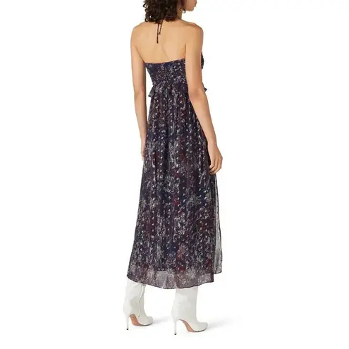 IRO Somov Paisley Lurex Jacquard Halter Midi Dress in Blue 36 Womens Cocktail
