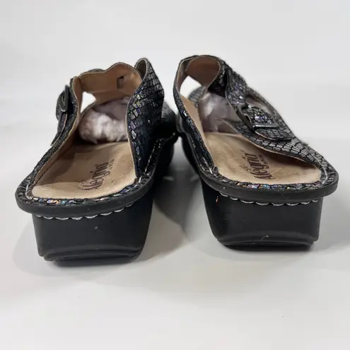 Alegria ALG-715 Mary Jane Clogs Women's 41 Black Iridescent Leather Comfort