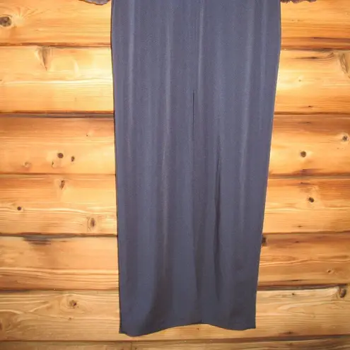 Mac Duggal 11233 Womens Navy Flounce Sleeve Square Neck Column Gown