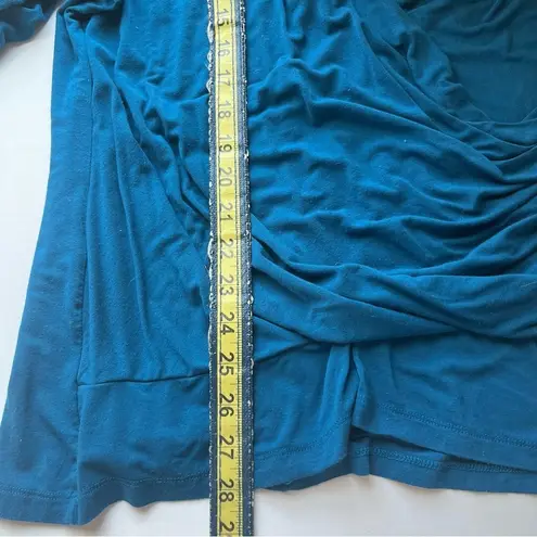 Boutique Long Sleeve Cowl Turtleneck Blouse Shirt Teal Blue XL X