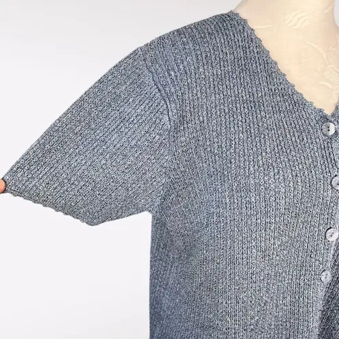 Sag Harbor VTG 90's Knit Short Sleeve Cardigan Sweater Silk Blend Large