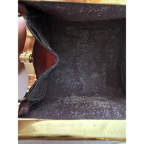 Pierre Cardin Vintage Mini Burgundy Leather Coin Purse with Gold Kiss-Lock Bow