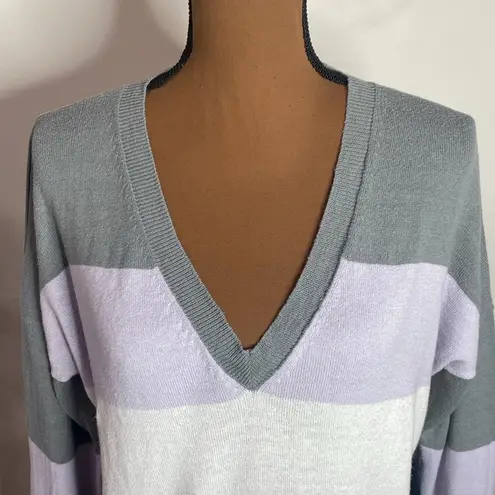 Nation Ltd Jolie striped alpaca and cotton blend deep v-neck sweater size XS