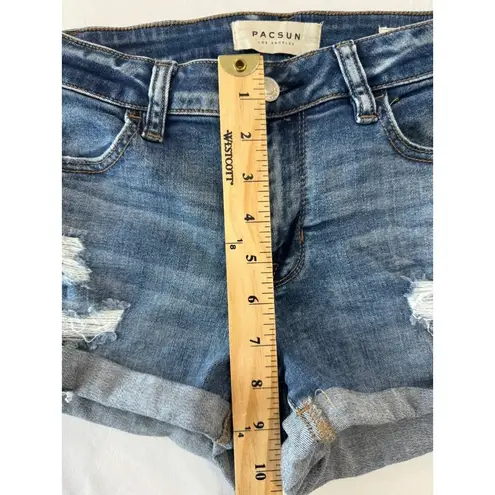 PacSun ‎ Super Stretch Shortie Distressed Blue Jean Shorts size 25