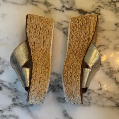 ZARA EUC  Metallic Silver Espadrille Wedge
Sandals Women's Sz 7 Sold Out!