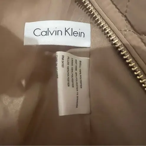Calvin Klein Tan Quilted Utility Jacket Women’s Small Lightweight Zip Front Coat