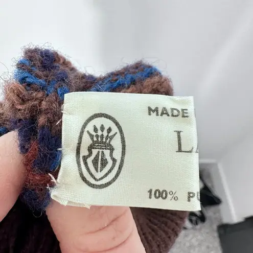 100% Wool Striped Brown Blue Purple A Line Midi Skirt Made by Larissa Scotland