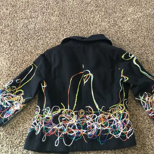Trenz Petite Wool 90’s Bolero Jacket Fun Yarn Tangles Medium Black Size undefined
