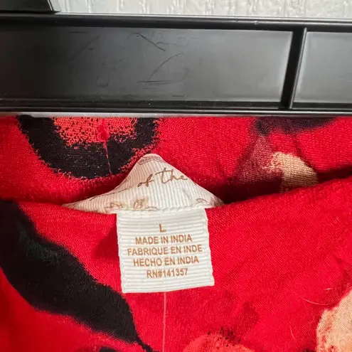 Band of the Free Womens Heart Beat Floral Midi Skirts Side Slit Large Red NWT