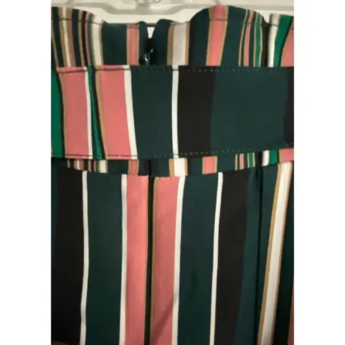 7th Avenue Design Studio New York and Company Green Striped Belted Skirt Sz XS