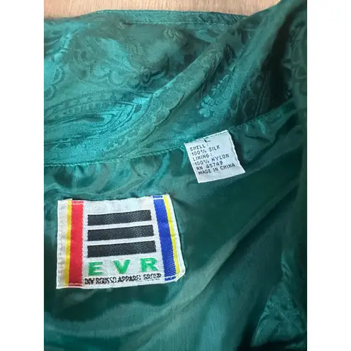 Vintage EVR by Rosso 100% Silk Paisley Bomber Jacket Green Size L 80s 90s Size L