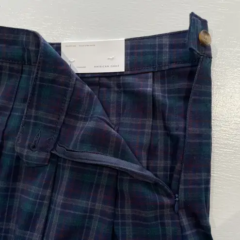 American Eagle New  Plaid Pleated Skirt Navy Blue Size 14