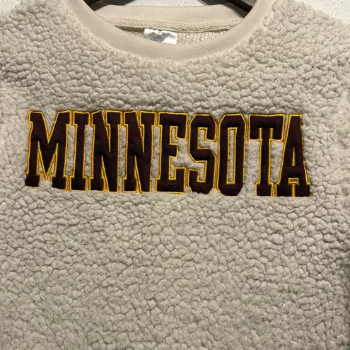Rivalry Threads Minnesota Cream Sherpa Pullover Size S Maroon Gold Embroidered Cozy Fleece Cozy
