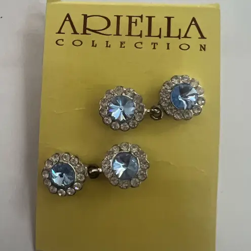 Ariella Collection Blue and Silver Gemstone Earrings