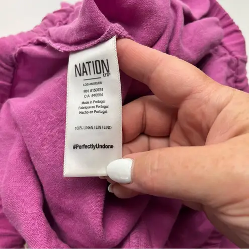 Nation Ltd 100% Linen Pink Pants Women Size Small Coastal Pull-on Pockets *FLAW