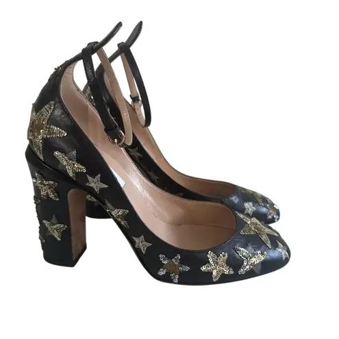 VALENTINO Tango Star 100 Sequined Ankle Strap Heels Size 37 / US 7 Silver