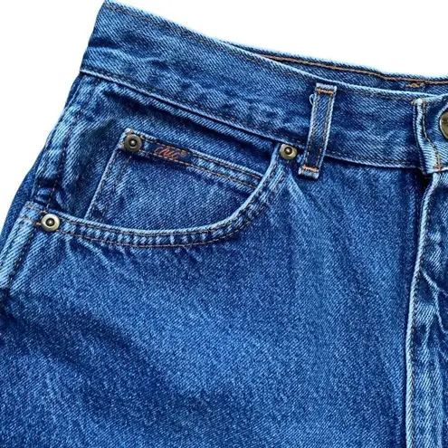 Vintage Chic Cutoff Jean Shorts Baggy Medium Wash High Waisted Mom Frayed Denim Blue Size 14