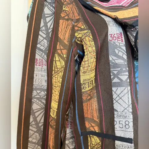 Multicolor Striped Women's Reversible Jacket Large Ruffle Collar Black