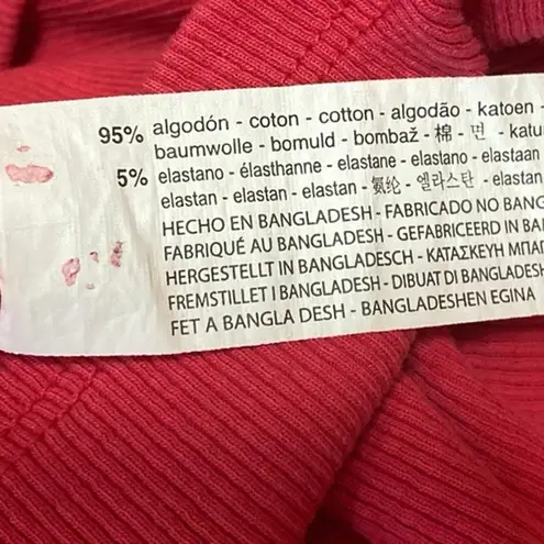 ZARA  Pink Rib Knit Collar V-neck Short Sleeve Mini Bodycon Sweater Dress Size M