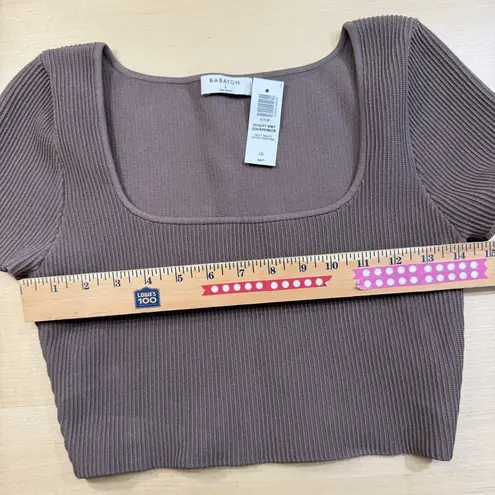Babaton Aritzia Sculpt Knit Squareneck Deep Taupe Crop Top Womens Large