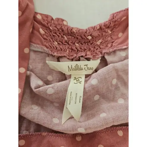 Matilda Jane Clam Bake Top Polka Dot Ruffle Happy & Free M Rayon Cottage Preppy