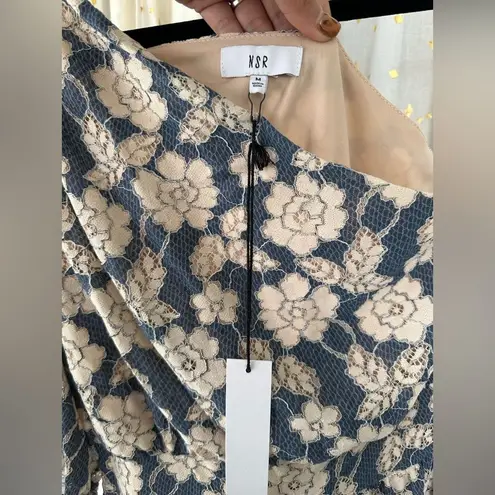 Nsr Nordstrom NWT Asymmetrical Floral Lace Flounced Hem Lined Midi Dress M