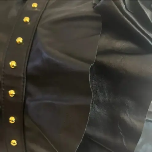 DSW Black Faux Leather Ruffle Bag with Makeup Pouch