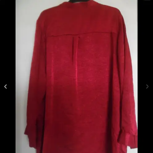 Maggie Barnes Maggie Barns red button down blouse textured fall 0x silky