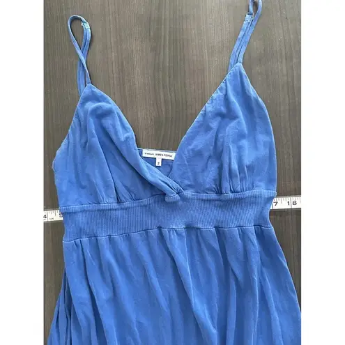 James Perse Standard Dress Women 2 M Blue V Neck Midi Modest Tank Classic Casual