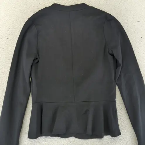 Hybrid & Company Unstructured Blazer Jacket Collarless Women's Sm Stretch Peplum Black