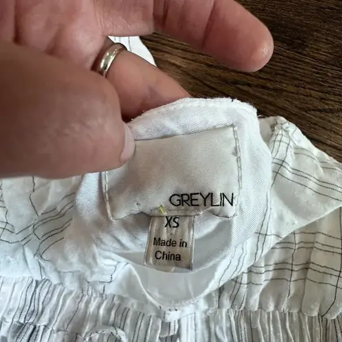 Greylin Arnette White XS Boho One Shoulder Crochet Blouse Top X0900