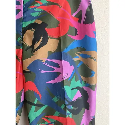 Sonia Rykiel Paris Womens Birds All Over Print Pants Size 36 French, 100% Cotton Blue