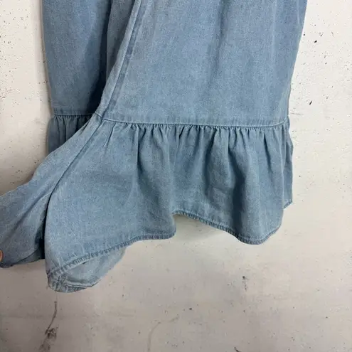 American Eagle  Denim Blue Chambray Ruffle Romper Jumper Size Large