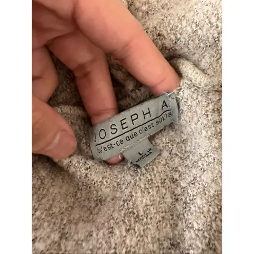 Joseph Beige Plaid Open Front Hooded Long Cardigan Sweater Coat L Women’s Cozy S