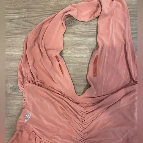 Free People Movement Elegant Peach Halter Jumpsuit sz Medium Pink