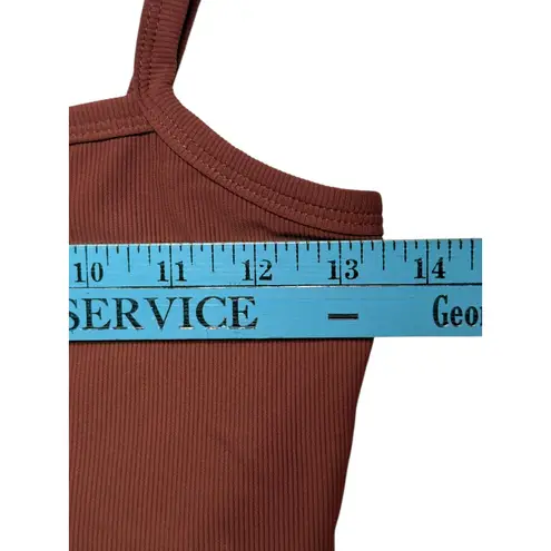 Wilo Ribbed Crop Tank Top Brown Spaghetti Strap Loungewear Active Ribbed Medium