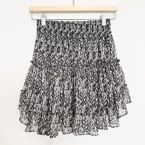 MISA Los Angeles Willa Ruffle Chiffon Pull On Mini Skirt Ditzy Floral Edgy XS