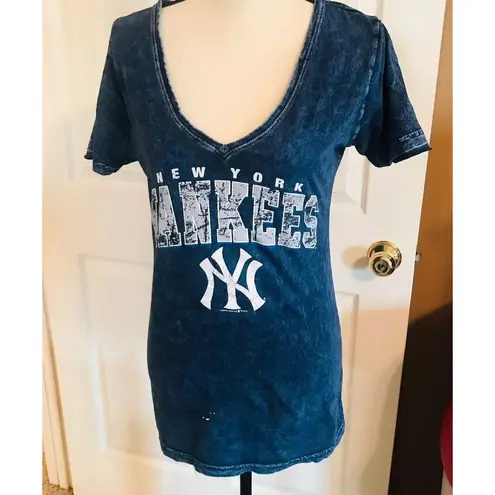 NEW YORK YANKEES MLB Womens Fitted Shirt Blue Size M