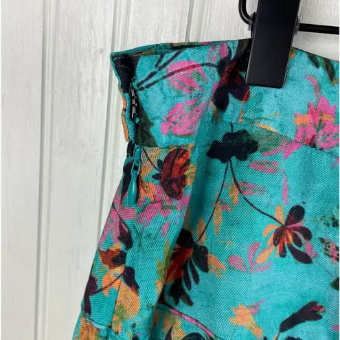 Peruvian Connection NEW Bartlett Skirt Size 14 Turquoise Floral Pleated A-line