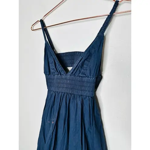 ALC Frank A.L.C. Dark Blue 100% Cotton Sleeveless V-Neck Back Cutout Rhodes Dress Size 4