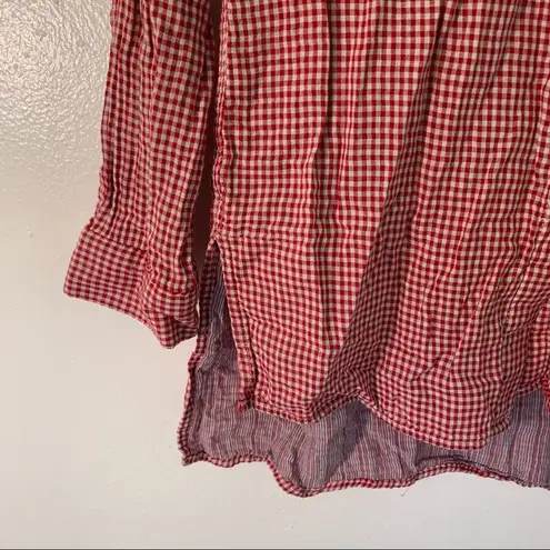 Velvet Heart  Button Down Shirt Red White Gingham